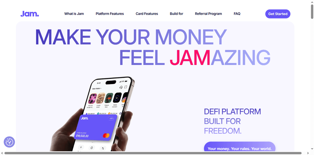 Jam Card virtual Mastercard and app screens