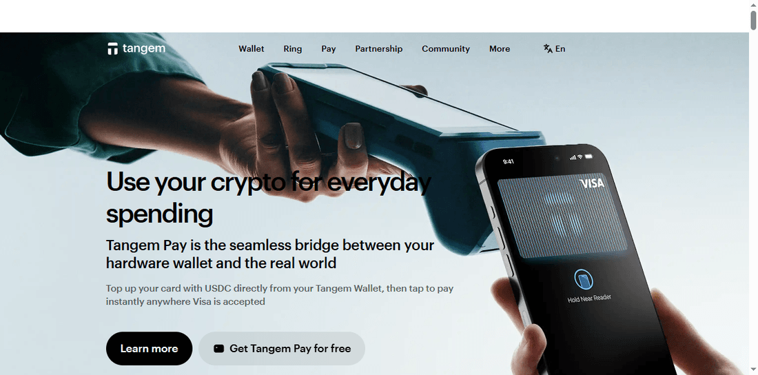 Tangem Pay virtual Visa card on the official Tangem product page